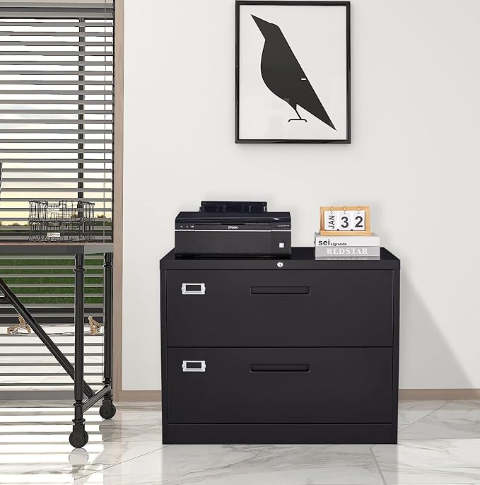 MIIIKO Lateral File Cabinet 2 Drawer, 35.4" Wide Drawers Storage File Cabinet - Image 2
