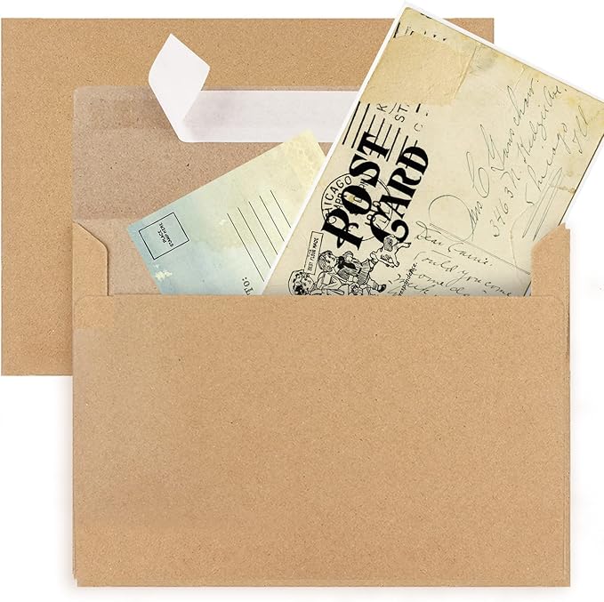 100 Packs A9 Kraft Envelopes, 5-3/4 x 8-3/4 for Invitations, Photos, Postcards, Greeting Cards, Mailings - Printable, Self-Sealing Wedding Envelopes (Brown)