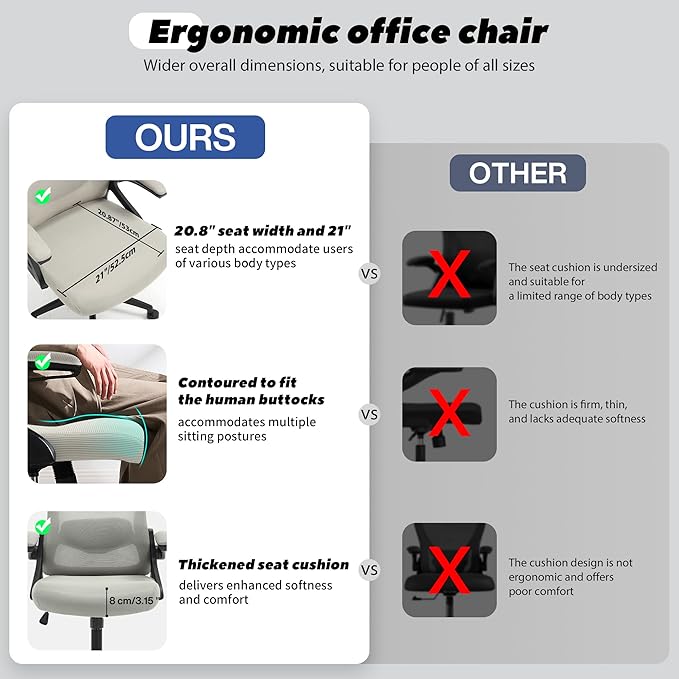Fizzin Ergonomic Office Chair, 400 LBS Computer Chairs - Image 4