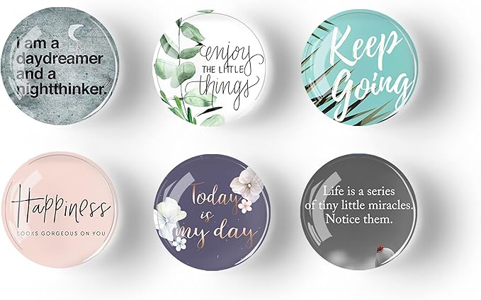 12Pcs Glass Strong Magnetic Refrigerator Magnet Fridge Sticker,Motivational Fridge Magnets Decoration for Crafts,Strong Fridge Magnets for Kitchen, School,Office Whiteboard, Cabinet and Dishwasher-DeskLoop Office