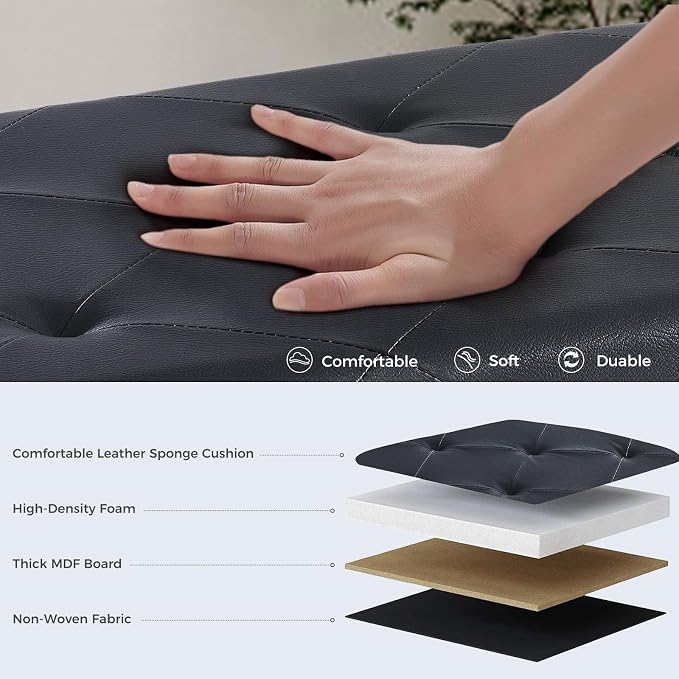 DUMOS 43 Inches Foldable Storage Ottoman Bench, Foot Rest Stool, Synthetic - Image 5