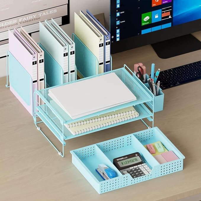 LEKETREE Teal Desk Organizer, Office Organization - Image 3