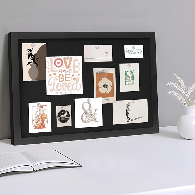 DAHAPYBOO Cork Board with Linen Black, Bulletin Board 17"x12" | Corkboards - Image 5