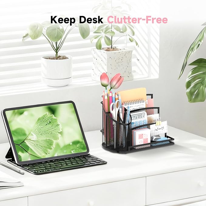 SUPEASY Desk Organizer with 3 Compartment Pen Holder, 3-Slot Mail Organizer and - Image 5