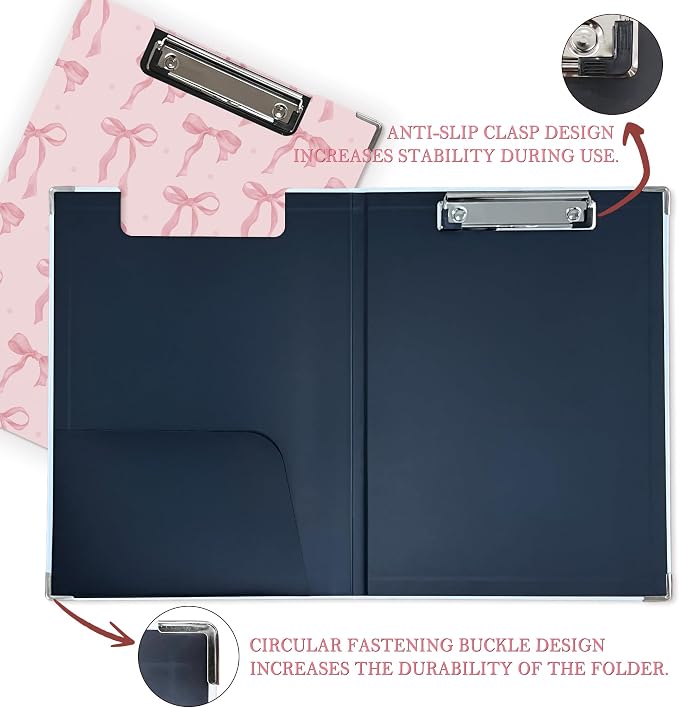 Coquette Preppy Pink Bow Clipboard Folio - Image 4