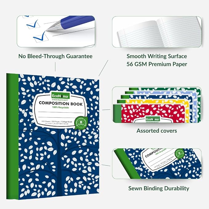 Composition Notebooks Pack of 48 Wide Ruled 200 Pages 9.75"x7.5" Back to School - Image 5