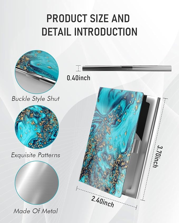 Business Card Metal Slim Organizer, Professional Stainless Steel Square Pocket - Image 3