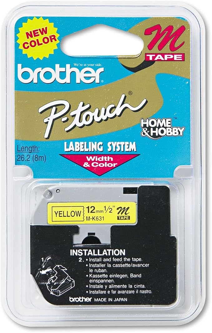 Brother Genuine P-touch M-K631 Label Tape 1/2" Standard Laminated P-touch Tape by Brother