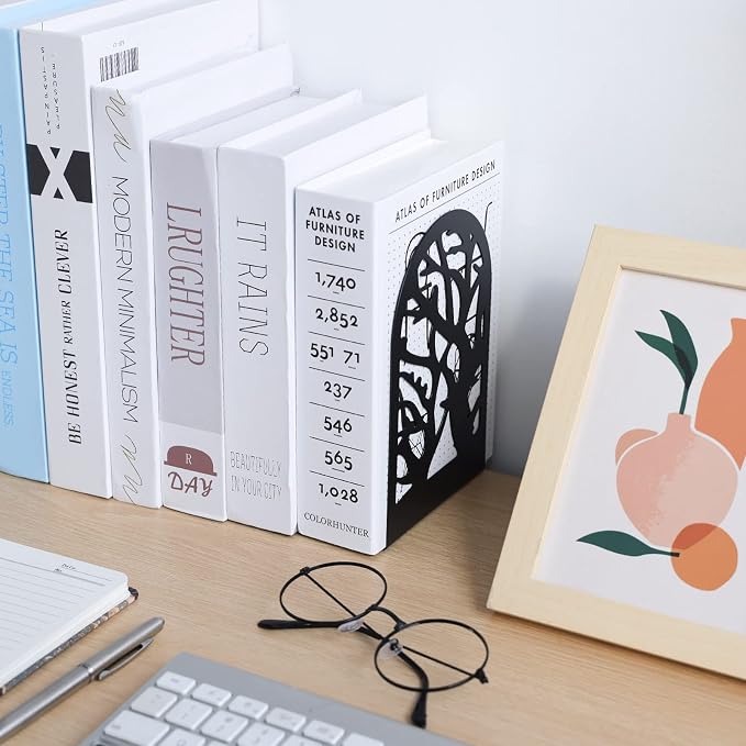 EOOUT Bookends for Shelves Decorative, 5 Pairs of Tree Bookends Supports - Image 7