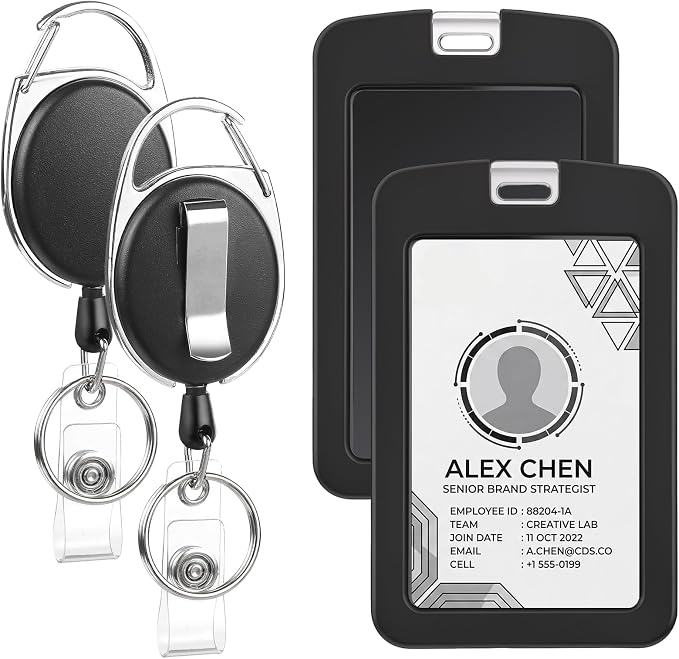 2 Pack Badge Holder Retractable Clip Heavy Duty Reels by BESARME