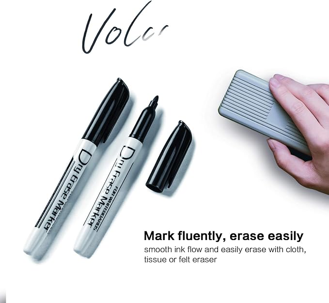 Volcanics Black Dry Erase Markers Low Odor Fine Whiteboard Markers Thin Box of - Image 4