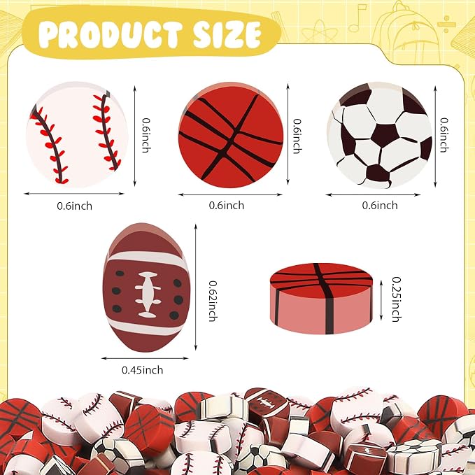 JUNEBRUSHS 150Pcs Football Erasers Mini Erasers - Image 2