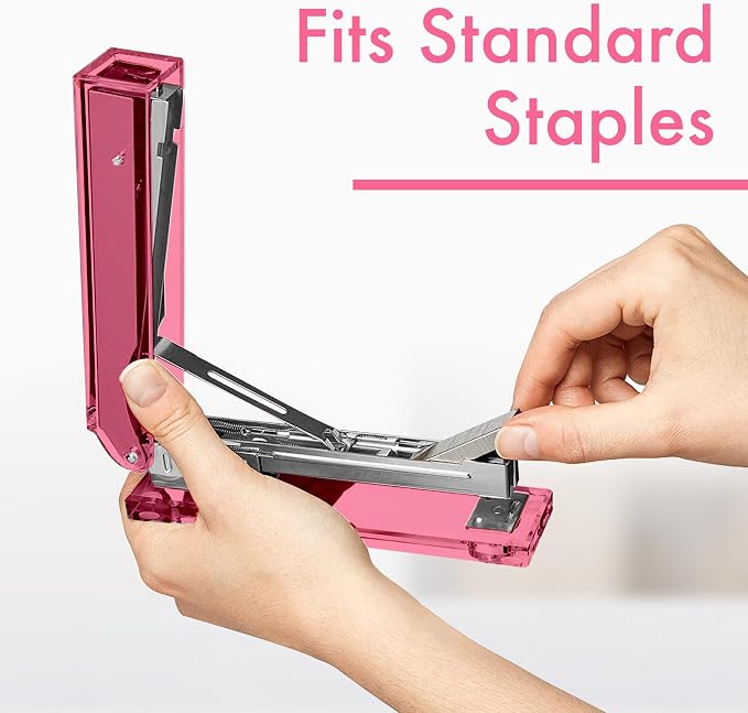 OfficeGoods Acrylic Stapler – Aesthetic & Durable Pink Desk Staple - Image 3