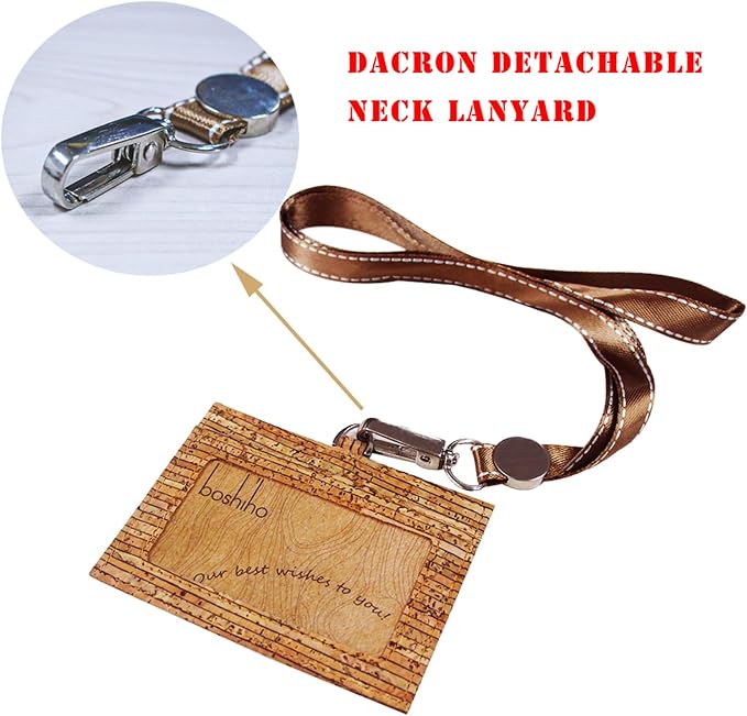 Badge Holder, Boshiho Eco-Friendly Cork ID Name Credit Card Case - Image 3