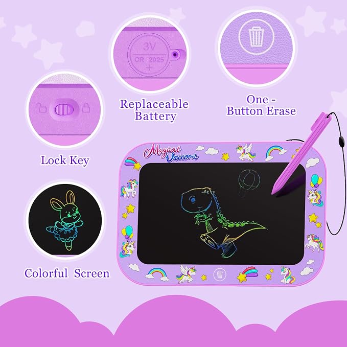 LCD Writing Tablet for Kids, 12Inch Colorful Reusable Erasable Electronic - Image 3