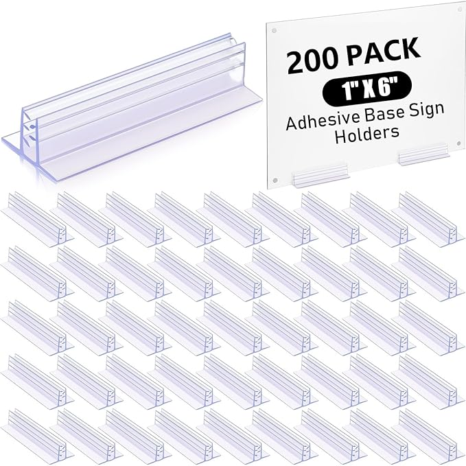 Fulmoon 200 Pcs Sign Holder, Adhesive Base Sign Holders Multiple Uses by Fulmoon