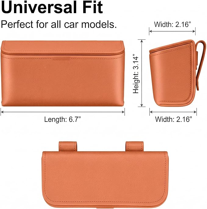Magnetic Sunglasses Holder for Car Visor, PU Leather Clip, One-Handed Access - Image 7