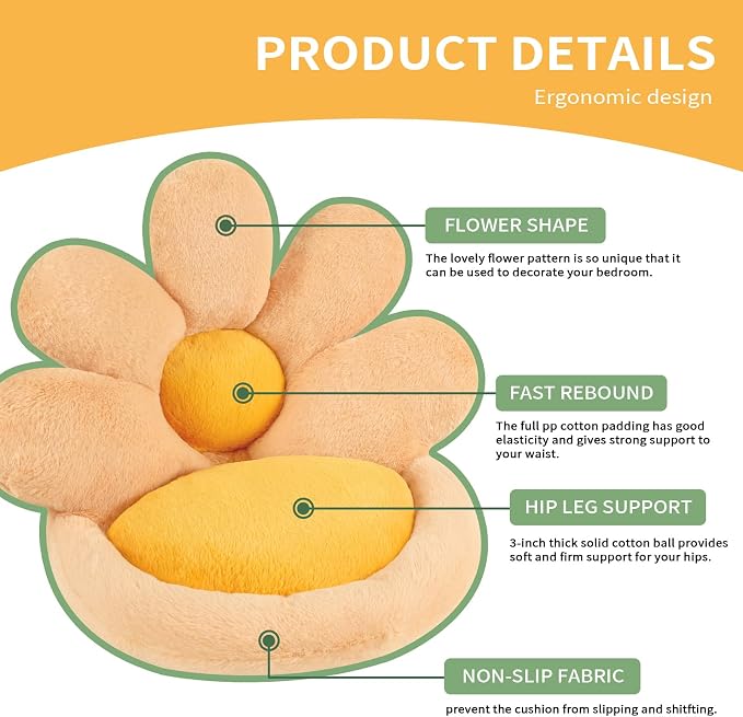 Ditucu Flower Shape Chair Pillow Cute Seat Cushion 19 inch Comfy Lazy Sofa - Image 7