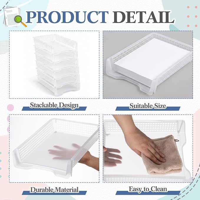 Geetery Set of 6 Turn in Trays Classroom Plastic Trays - Image 3