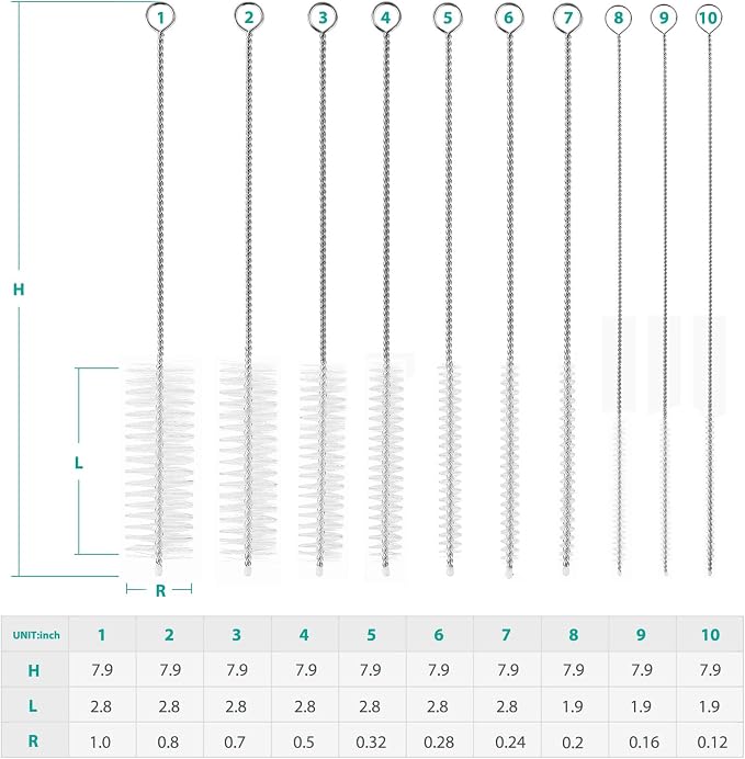 CiaraQ Bottle Cleaning Brushes, 8 Inch Nylon Tube Brush Set | White Cleaner - Image 3
