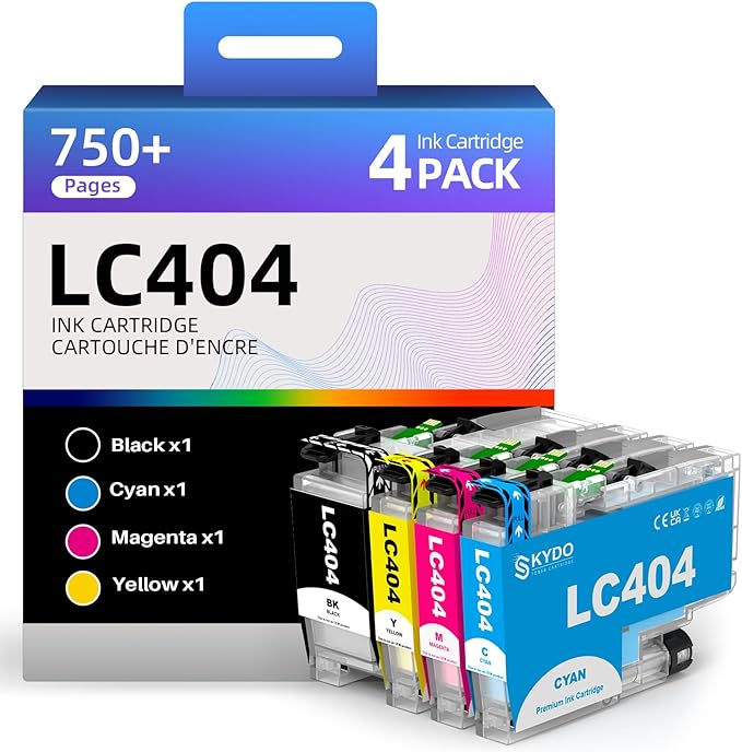 LC404 MFC-J1205W LC404XL Ink Cartridges Replacement Compatible for Brother LC 404 LC404XL LC-404 Work with MFC-J1205W MFC-J1215W MFC-J1205W XL Printer (4 Pack, Black Cyan Magenta Yellow)-DeskLoop Office