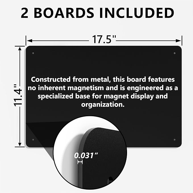 2 Pack Magnetic Board for Wall, 17.5" x 11.4" Magnet Bulletin Memo Board - Image 3