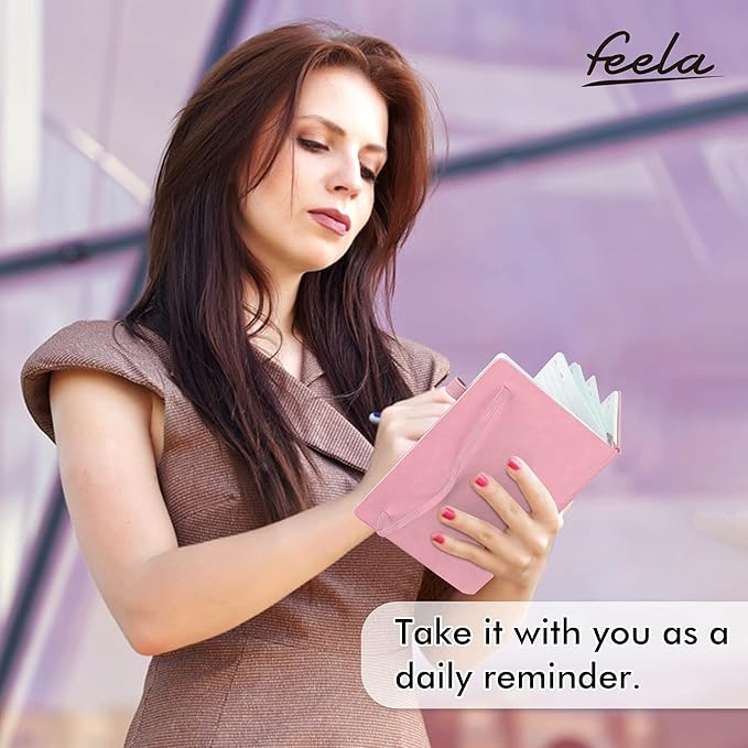 feela 12 Pack Notebooks Journals Bulk, Hardcover Notebook Classic Ruled Lined Journals with Pen Holder for Women Girls School Business Supplies, with 12 Black Pens, 120 GSM, 5.1”x8.3”, A5, Rose Pink-DeskLoop Office