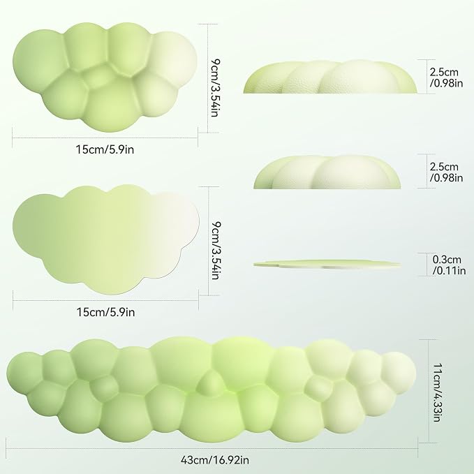 TECKNET Cloud Keyboard Wrist Rest Set, Cloud Wrist Rest - Image 2