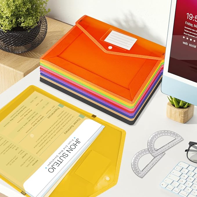 HOUYEE Pack of 10 Plastic Expanding File Folder, Expandable File Wallet Large - Image 5