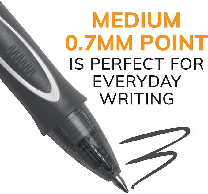 BIC Gelocity Quick Dry Black Gel Pens, Medium Point, 8-Count Pack, Retractable - Image 2