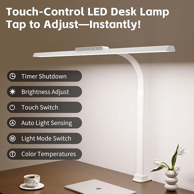 Desk Lamp with Clamp, LED Eye-Caring Clip on Desk Lights - Image 3