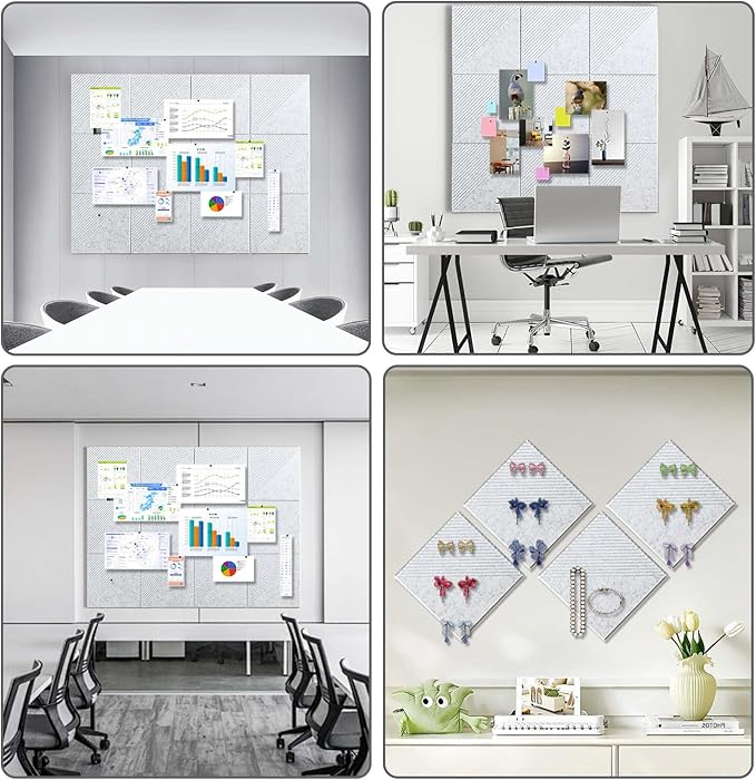 Large Cork Board for Walls 48"x 36", 12 Pack Felt Wall Tiles with Safe Removable Adhesive Tabs, Cork Board for Office,Pinboard Bulletin Board - Light Gray-DeskLoop Office