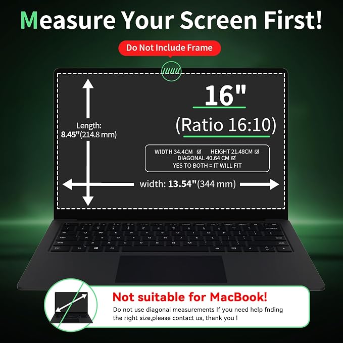 Laptop Privacy Screen 16 Inch, Laptop Screen Privacy Shield 16:10 Aspect Ratio - Image 2