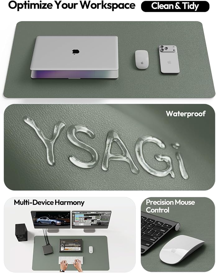 YSAGi Leather Desk Protector, Office Mat, Large Mouse Mat, Non-Slip PU Leather - Image 8