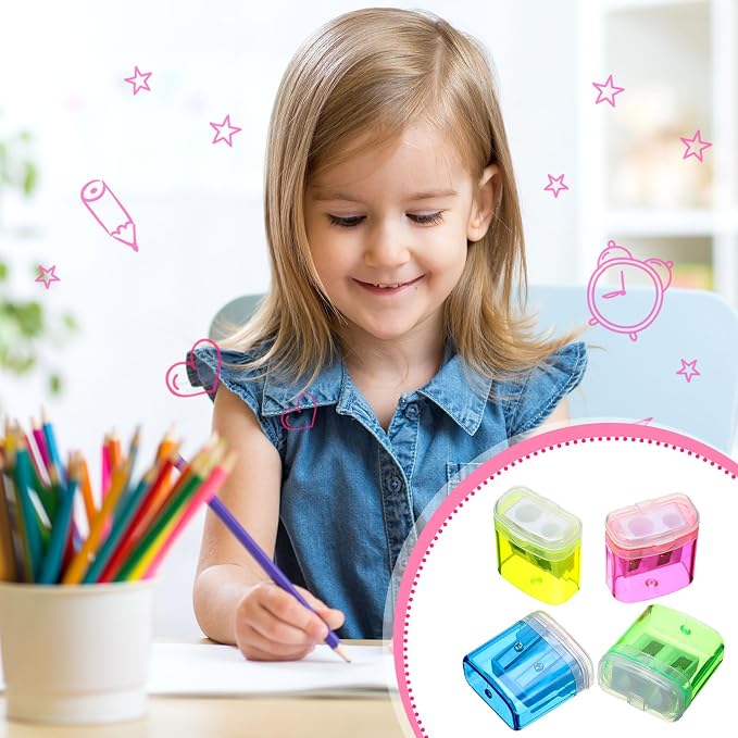 Tenare 120 Pcs Back to School Pencil Sharpeners Manual Double Hole Pencil - Image 7