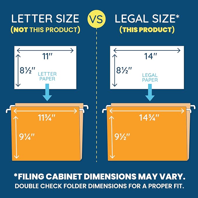 25 Blue Summit Supplies Legal Size Hanging File Folders - Image 2