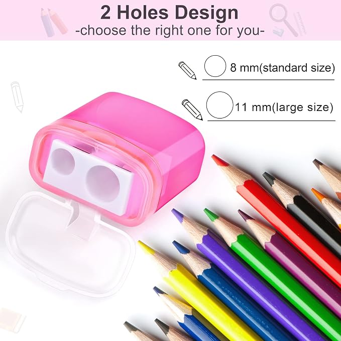 Aodaer 168 Pieces Pencil Sharpeners Manual Double Hole Pencil Sharpener - Image 5