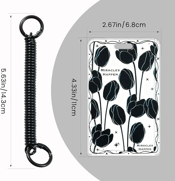 ID Card Badge Holder Key Chain Plastic Spring Rope - Image 3