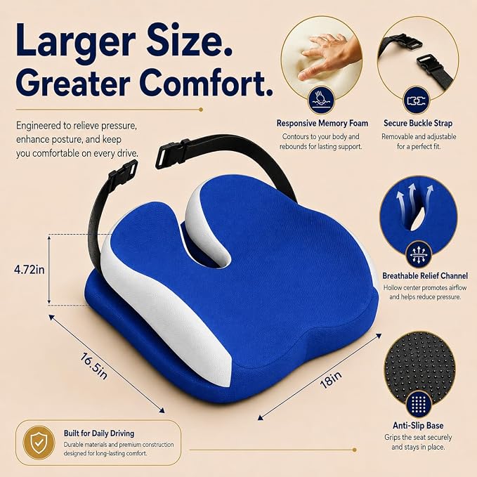 Memory Foam Seat Car Computer Desk Chair Cushion，Cushion - Image 3