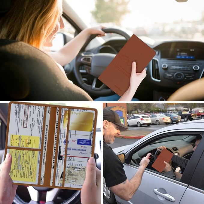 TILDOSAC Car Registration & Insurance Card Holder Leather Auto Glove Box - Image 9