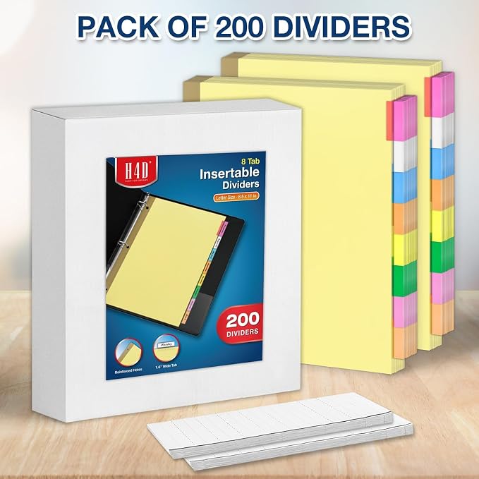 H4D 200 Pack Insertable Binder Dividers - Image 2