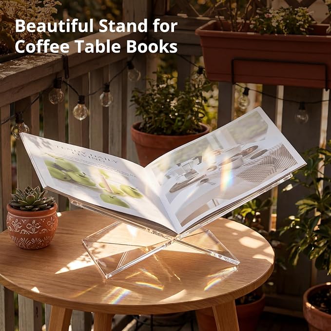 Acrylic Desktop Book Stand, Magazines & Art Books, 12×7×5 in Slim Transparent - Image 9