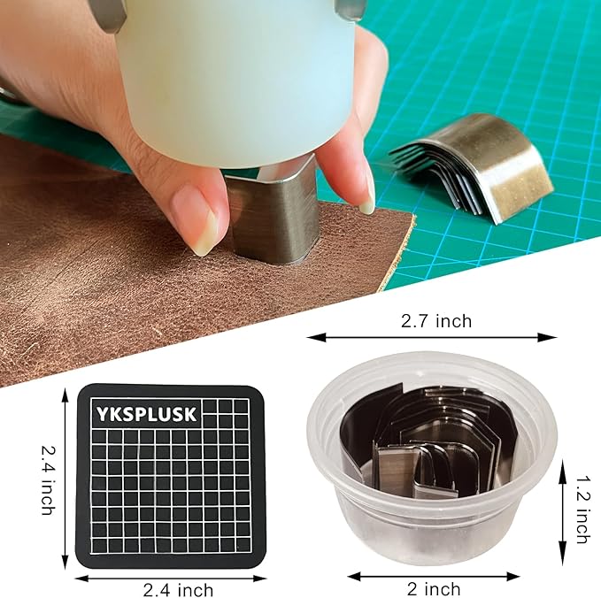 10 Pieces Leather Corner Punch Set, Leather Corner Cutter End Punch Tool, High Carbon Steel Edge Cutter Corner Trimmers with Mat, Cutting Dies Edge Trimmers Kit for DIY Leathecrafts-DeskLoop Office