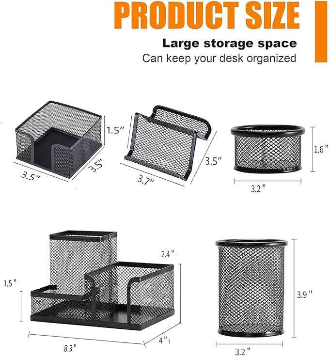 Moonlik Desk Organizers and Accessories Set, Mesh Pen Holder, Office School - Image 2