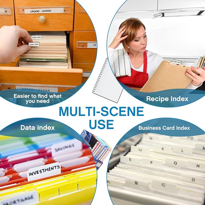 Gueevin Insertable Self Adhesive Tabs with Printable Inserts, 1 Inch Clear Index Tabs, 100 Pieces-DeskLoop Office
