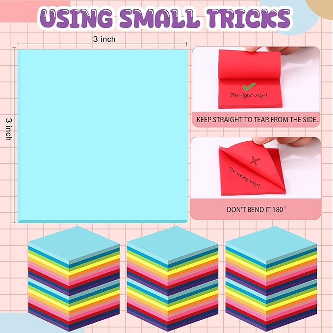 Zubebe 200 Pads Sticky Notes Bulk, Bright Colors Notepads Self Stick Note Square Memo Post Sticky for Office School, 45 Sheets/pad(3 × 3 Inch)-DeskLoop Office