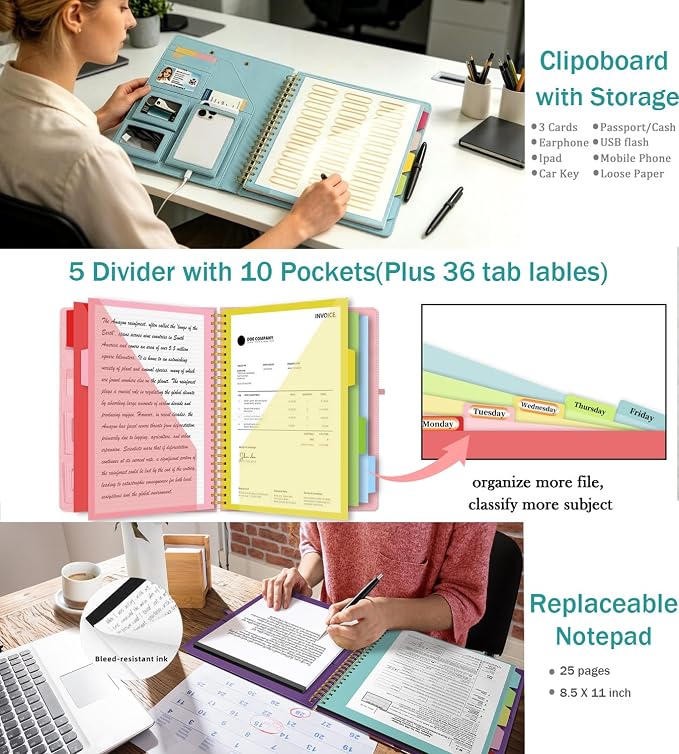 Blue Foldable Spiral Clipboard Folio - Image 3
