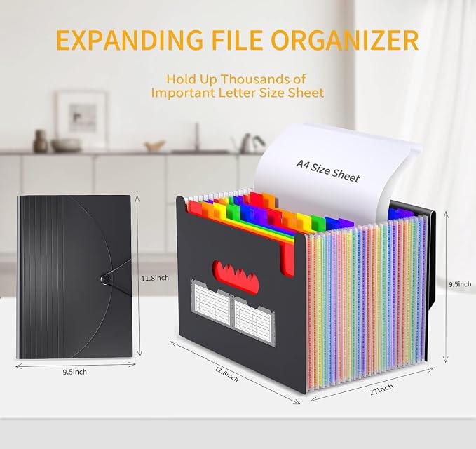 Accordion File Organizer Expanding File Folders, 25 Pockets Document Organizer - Image 7