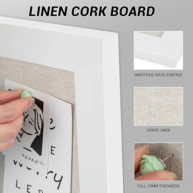Farmhouse Linen Cork Bulletin Board 48 x 32, Office Board - Image 5