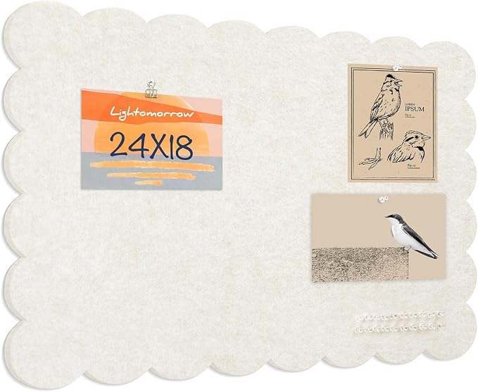 Lightomorrow Scalloped Bulletin Board, 24 x 18 Inches Felt Pin Board by Lightomorrow
